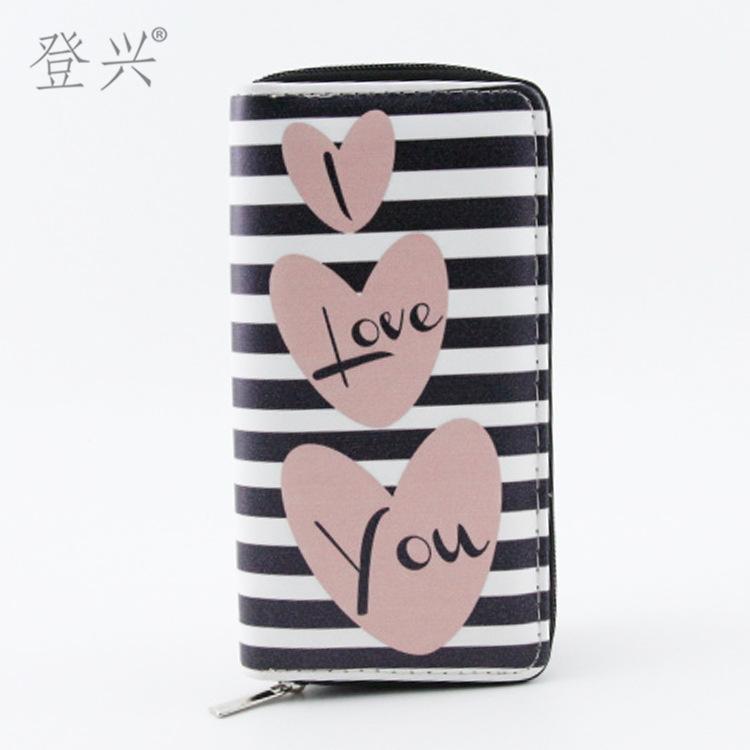 Neues gestreiftes Liebe LIEBE langes PU-Portemonnaie, Portemonnaie