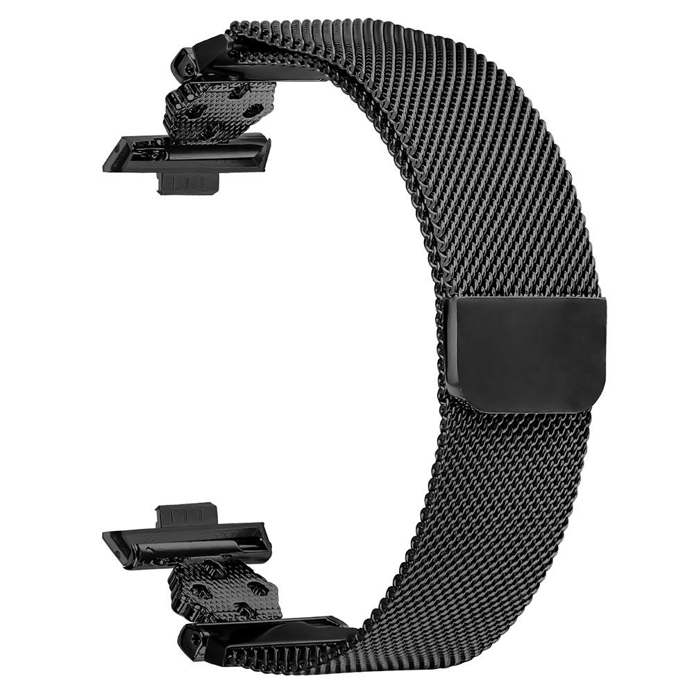 For Huawei Watch Fit 3 Milanese Band Flower Stainless Steel Magnetic Mesh Watch Strap