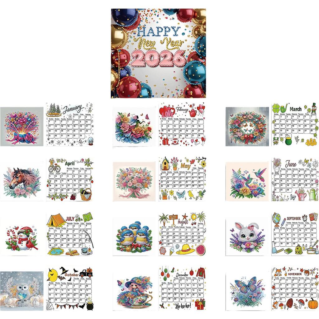 5D/DIY Calendar Diamond Painting Calendar Kit Diamond Art Paper Desk Calendar Diamond Decorations Calendar for New Year Gifts