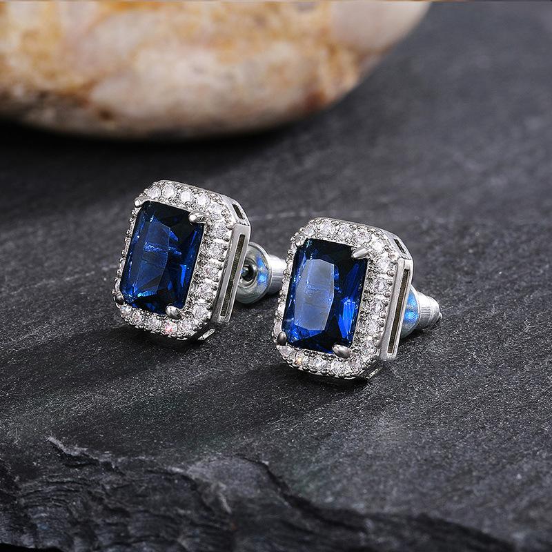 Earrings: Unique Design with Zircon Inlay, Square-shaped Women's Stud Earrings, Versatile and Elegant Accessory