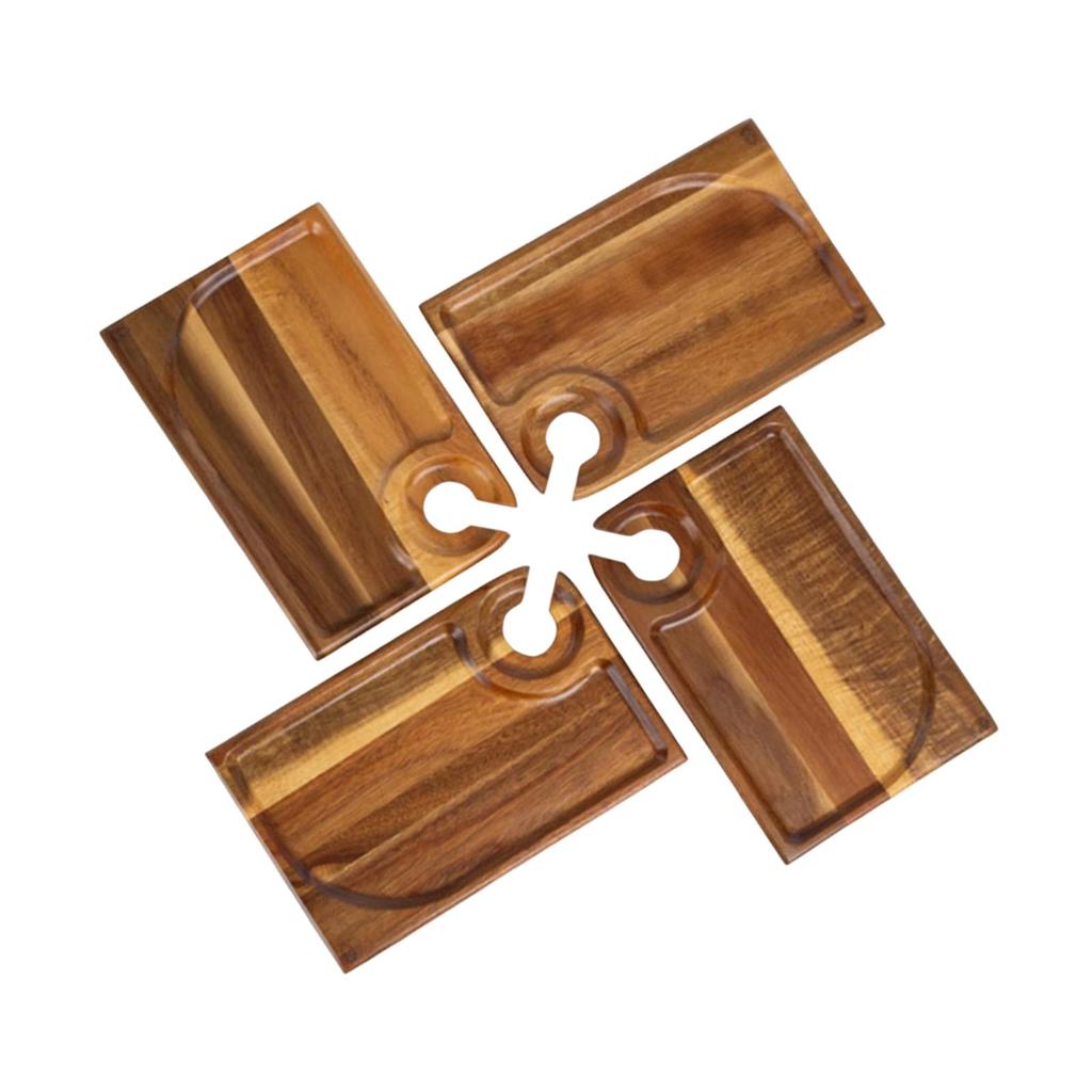 4 Pieces Appetizer Plate Handheld Snack Tray Snack Tray, Cupcake Board, with Drinks Holder for Hotel Party Catering Vegetables