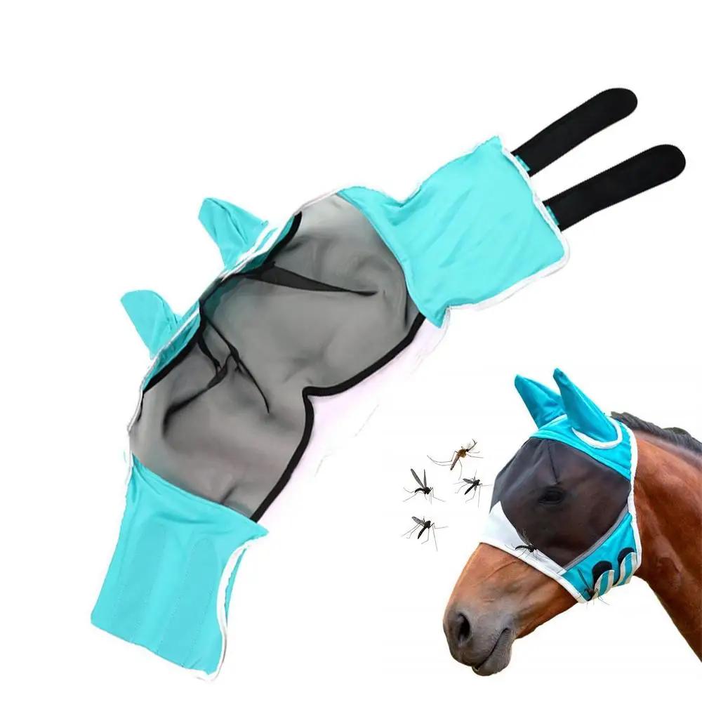 Fliegenmaske für Pferde – UV-Schutz, ergonomisch, ideal für den Sommer, Augenschutz, Ohrenschutz, Halbgesichtsschutz aus Netzgewebe