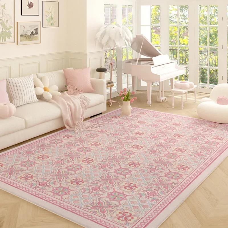 Living Room Carpet Pink Flower Rug Big Size Home Decoration Floor Mat Soft Plush Room Decor Large Area Rugs Shaggy Bedroom