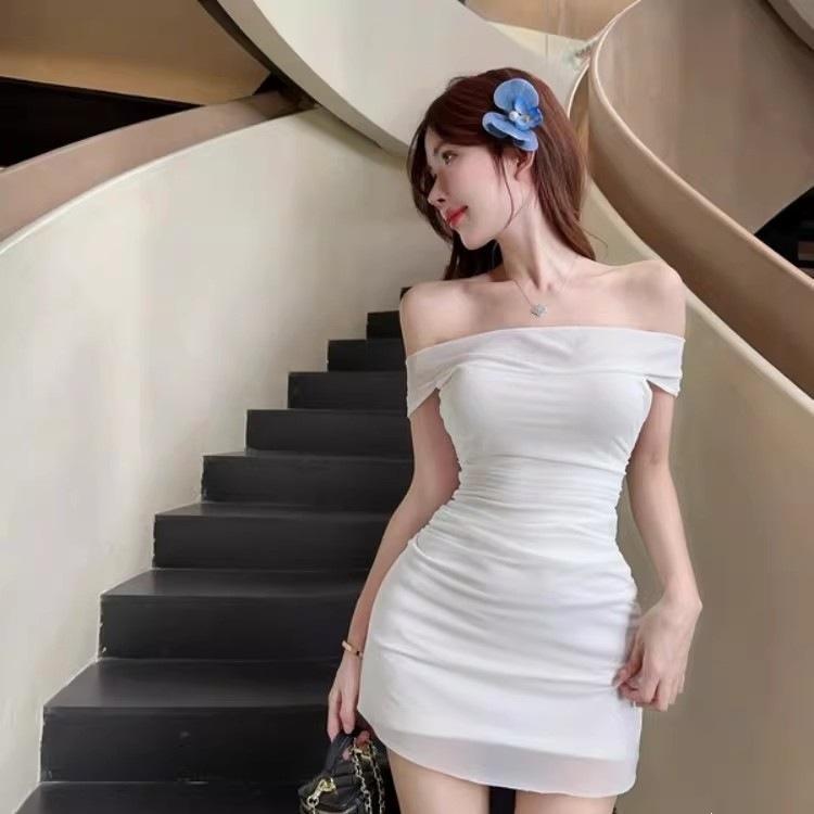 ZY pure desire sexy hip skirt women's summer design sense one-word shoulder exposed collarbone dress slim skirt