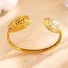 Goldene Manschettenarmbänder für Damen Vintage Blume Schmetterling Sonne Muschel Boho Armreifen Breites Offenes Manschettenarmband Schmuck für Sie