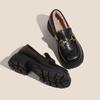 Winter velvet small leather shoes women's new leather thick-soled inner heightening loafer fluffy shoes small size 333