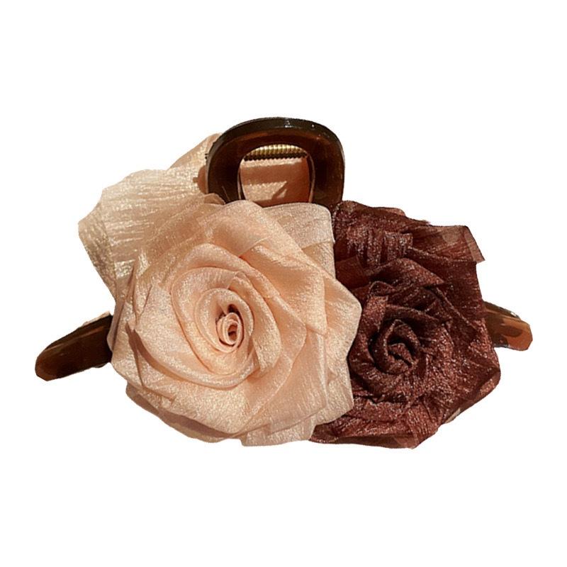 Clips Asimetric cu Floare Roz pentru Prindere Păr Ac de Păr Feminin Clips Rechin Premium Floare de Cap Accesorii de Păr Articole de Acoperământ