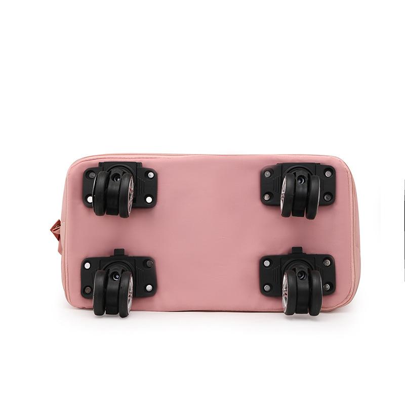 Travel Luggage Bag with Pulley Expandable Travel Bag Fashion Wet and Dry Separation Large Capacity Portable Fitness Bag