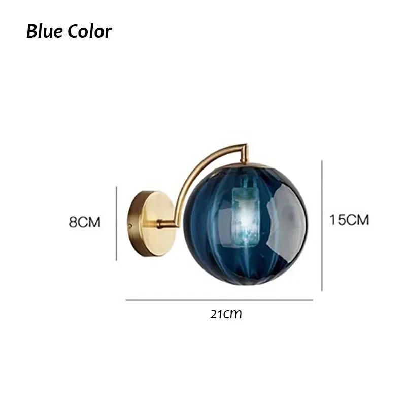 

Современный настенный светильник E14 Nordic Water Grain Glass Ball Подвесной светильник для коридора отеля Лестница Декор комнаты Светодиодное освещение входа warm light синий