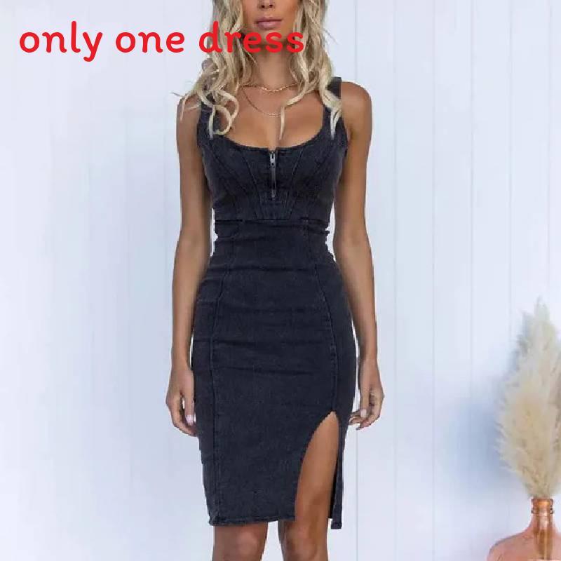 Denim Dress With U Neck And Vintage Wash For Casual Spring Wear