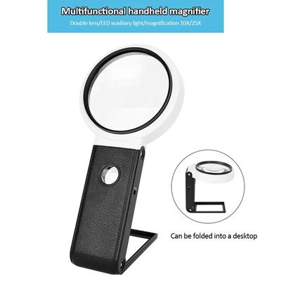 5X 25X Folding Magnifier 6 LED Mini Pocket Portable Hand Magnifying Jeweler Microscope Currency Detector Old Man Reading Glass