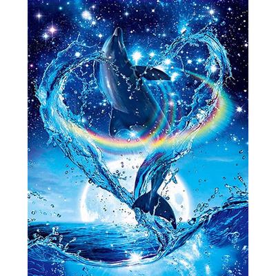 Pittura Diamante 5D Fai da Te Animale Cartone Animato Delfino Arcobaleno Punto Croce Paesaggio Ricamo Diamante
