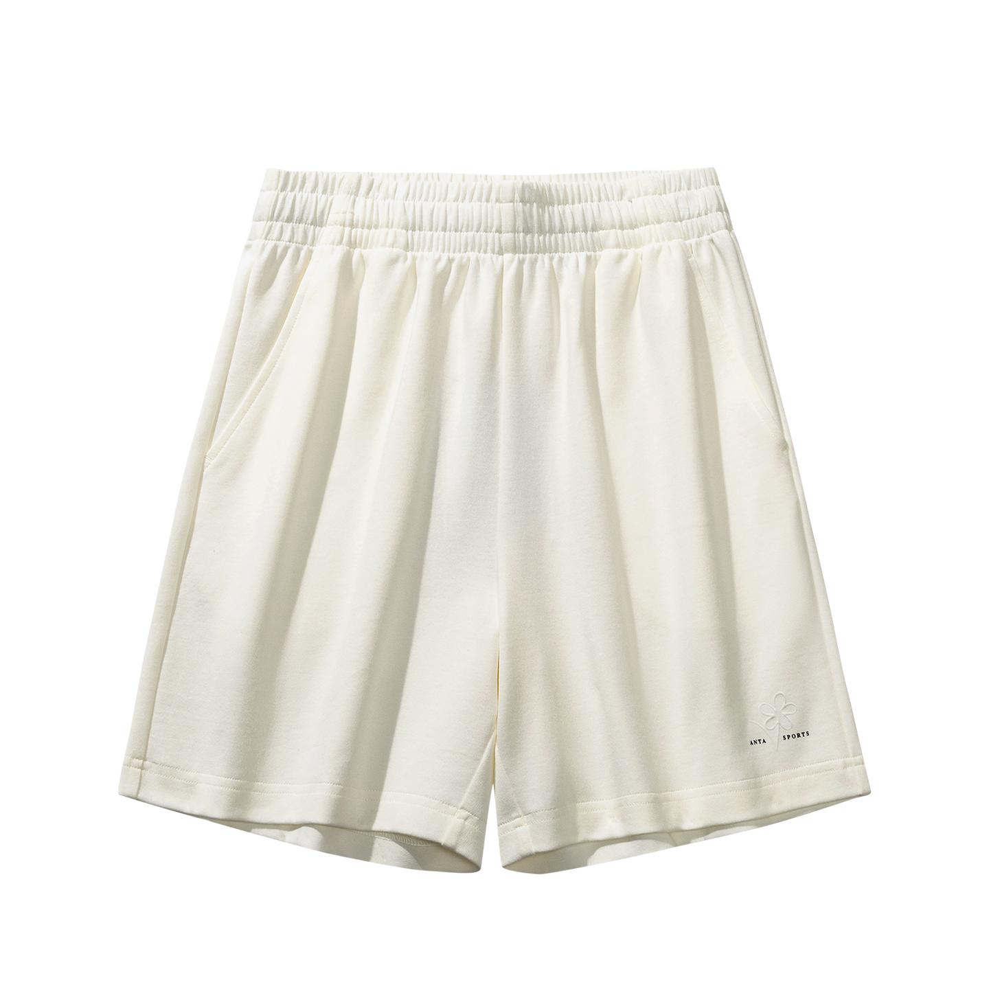 Anta Loose Knit Five-Point Shorts Women bottoms Ivory-White 962628302-2 XS