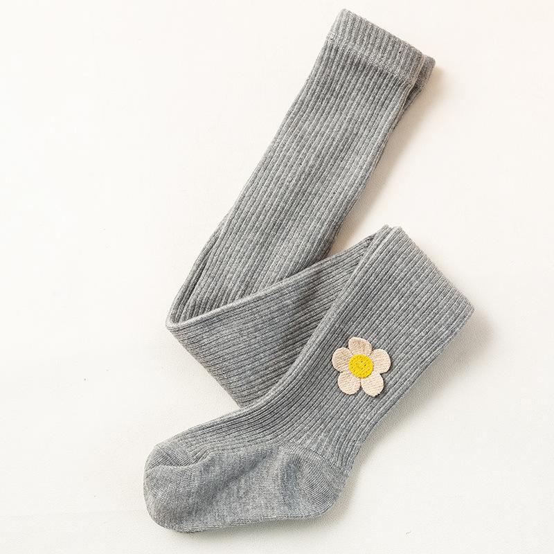 Floral Medium Thick Tights for Girls – Spring/Autumn, Seven Colors, Lightweight Bodysuit Leggings for Little Ones