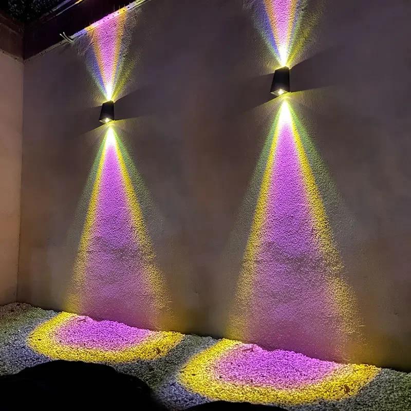 Outdoor Courtyard Solar Wall Lamp Up Down Luminous LED Stair Light Modern Garden Fence Landscape Decoration Light Clearance