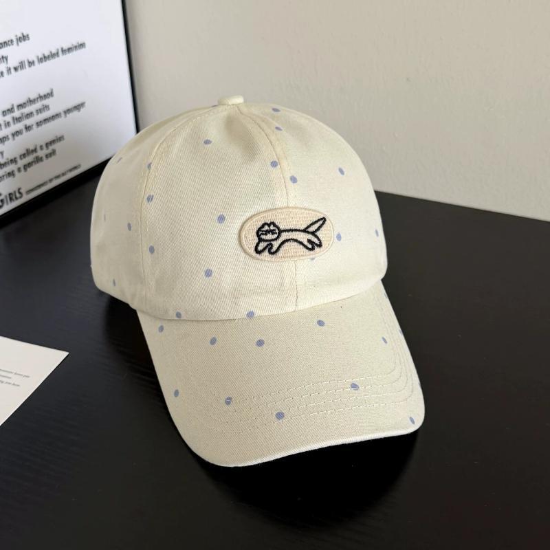 Cartoon Cat Bear Cat'S Ears Baseball Hats New Women Sunshade Polka Dot Versatile Sweet Fashion Niche Peaked Caps