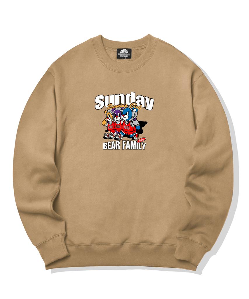 TRIPSHION Sunday Running Bears Graphic Crew Neck - Beige