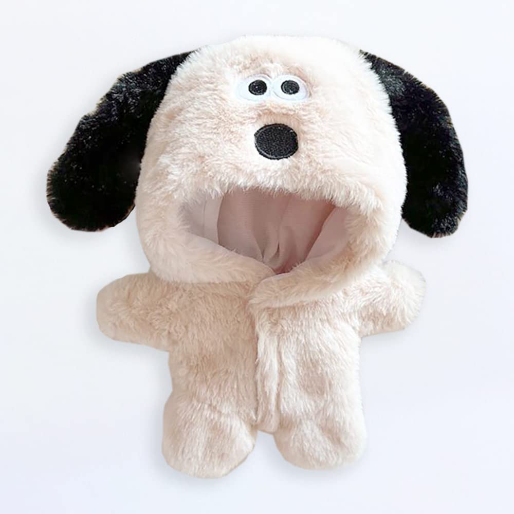 niannyyhouse 20cm Plush Clothes, Puppy Jumpsuit, Dress-Up Cotton Doll Clothes (Beige)