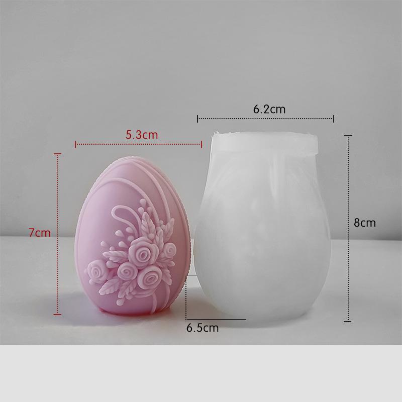 Easter Egg Silicone Candle Mold Aromatherapy Plaster DIY Craft Candles Making Tools Ornaments Embossed Flower Egg Mold