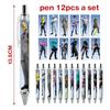 12pcs/set Fortnite Shooting Game Peripheral Ballpoint Pen Set Cartoon Anime Print Student Stationery Office Signature Supplies