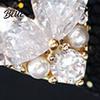 Faux Pearl Ear Studs Rhinestone Heart Artificial Diamonds Love Stud