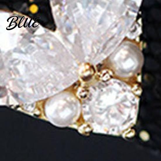 Faux Pearl Ear Studs Rhinestone Heart Artificial Diamonds Love Stud