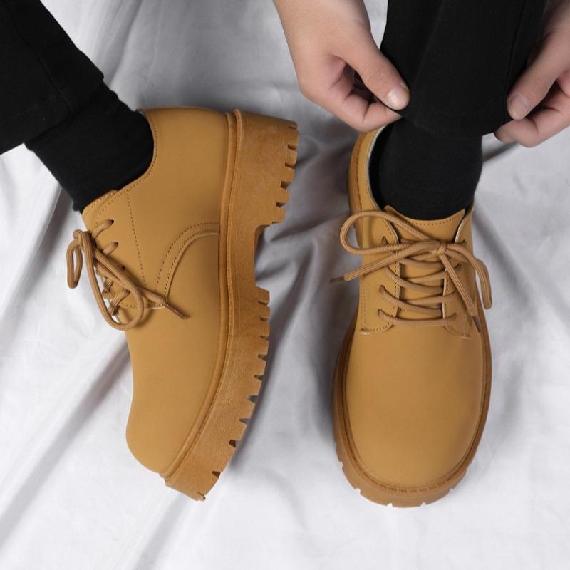 Fashion Vintage Men Low-top Boots Autumn New Comfortable Platform Leather Shoes Original Classic Designer Men Casual Derby Shoes Zapatos