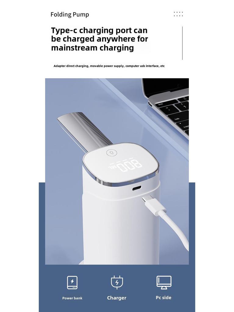 Foldable Electric Water Dispenser: Dual-Purpose Automatic Pump for Table & Bucket.