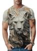 3D Plus Size Men's Lion Print T-shirt Summer Short Sleeve Crew Neck Tees Shirts For Men New In Animal Lion Graphic Tshirts Tops