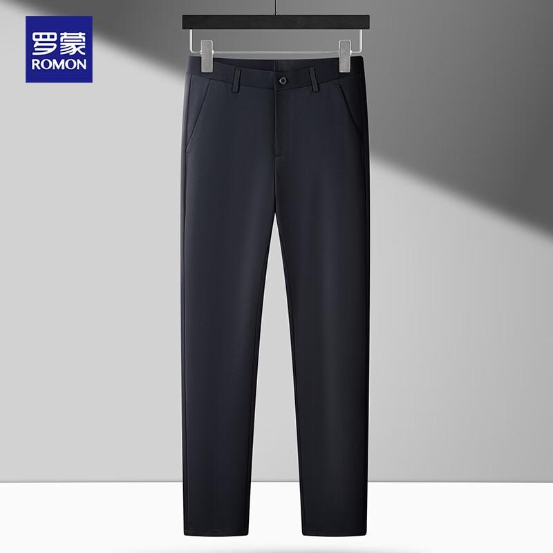

ROMON Men s Ice Silk Stretch Straight-Leg Casual Business Trousers 32