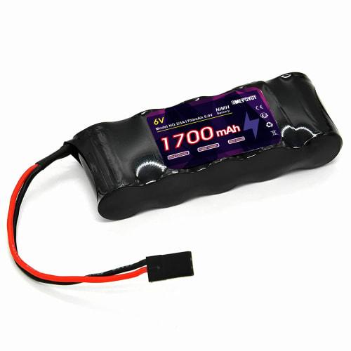 EMEPOVGY 6V Nickel-Metal Hydride Battery, 1700mAh, Flat Type, Rechargeable, with Hitec/BBL2 Plug, for RC Receivers