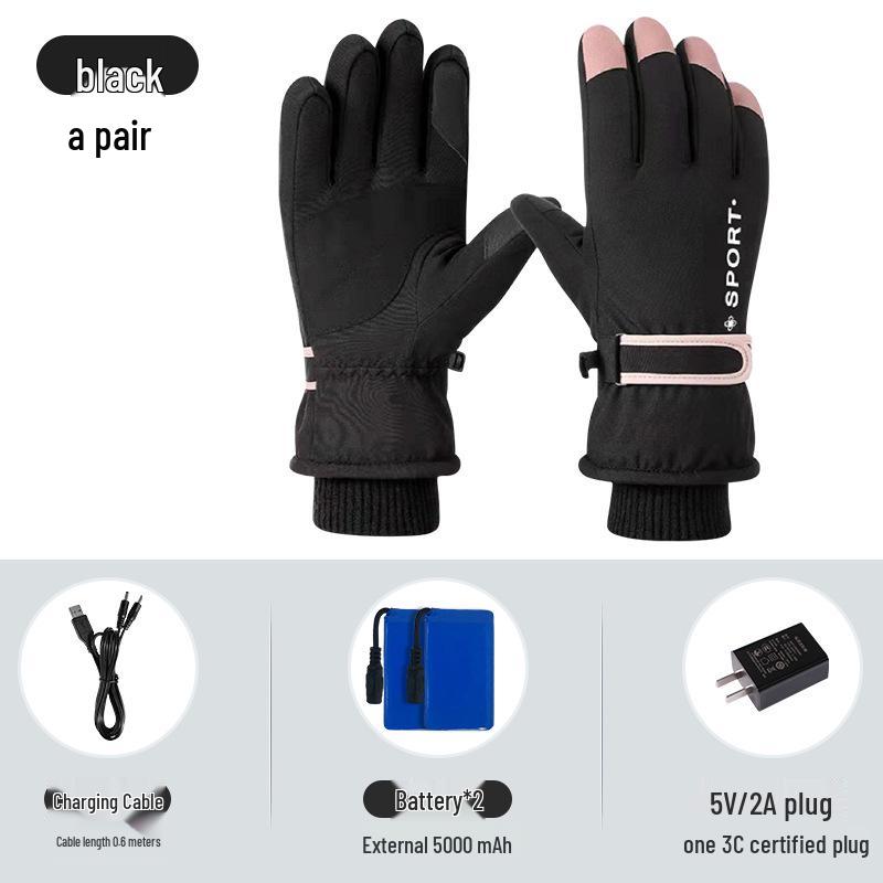 Rechargeable Heated Motorcycle & Cycling Winter Gloves - Thick, Windproof, Velvet-Lined.