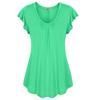 MAITA Outdooor Women Solid Row Pleats Ruffled Ruched Round Neck Short Sleeve Irregular T -Shirt Tops