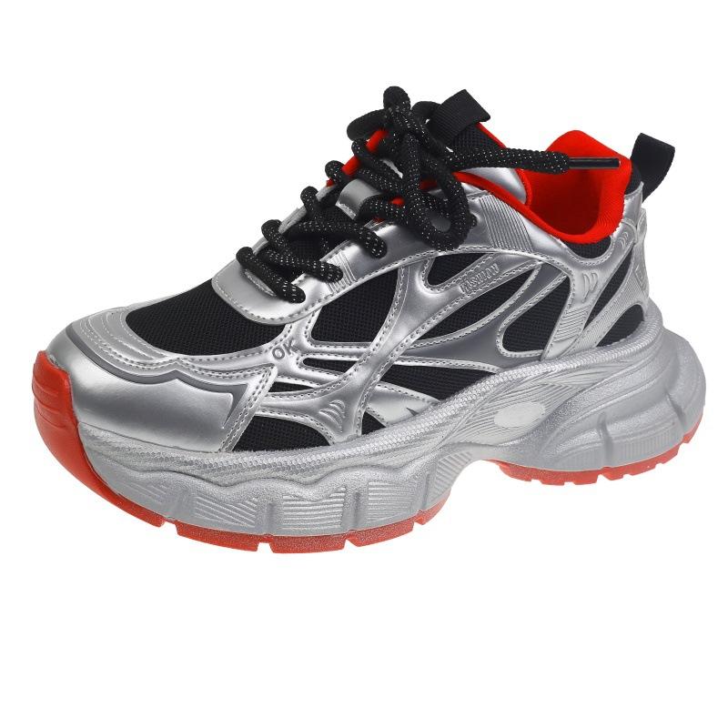 

2025 spring dad shoes women s shoes platform heightened lace-up polished sports shoes soft leather breathable casual shoes 40