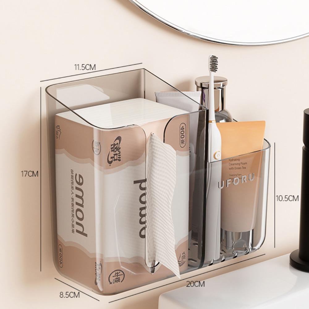 Suction Cup Wall-Mounted Tissue Box Transparent Napkin Storage Box Creative Paper Holder  Bathroom