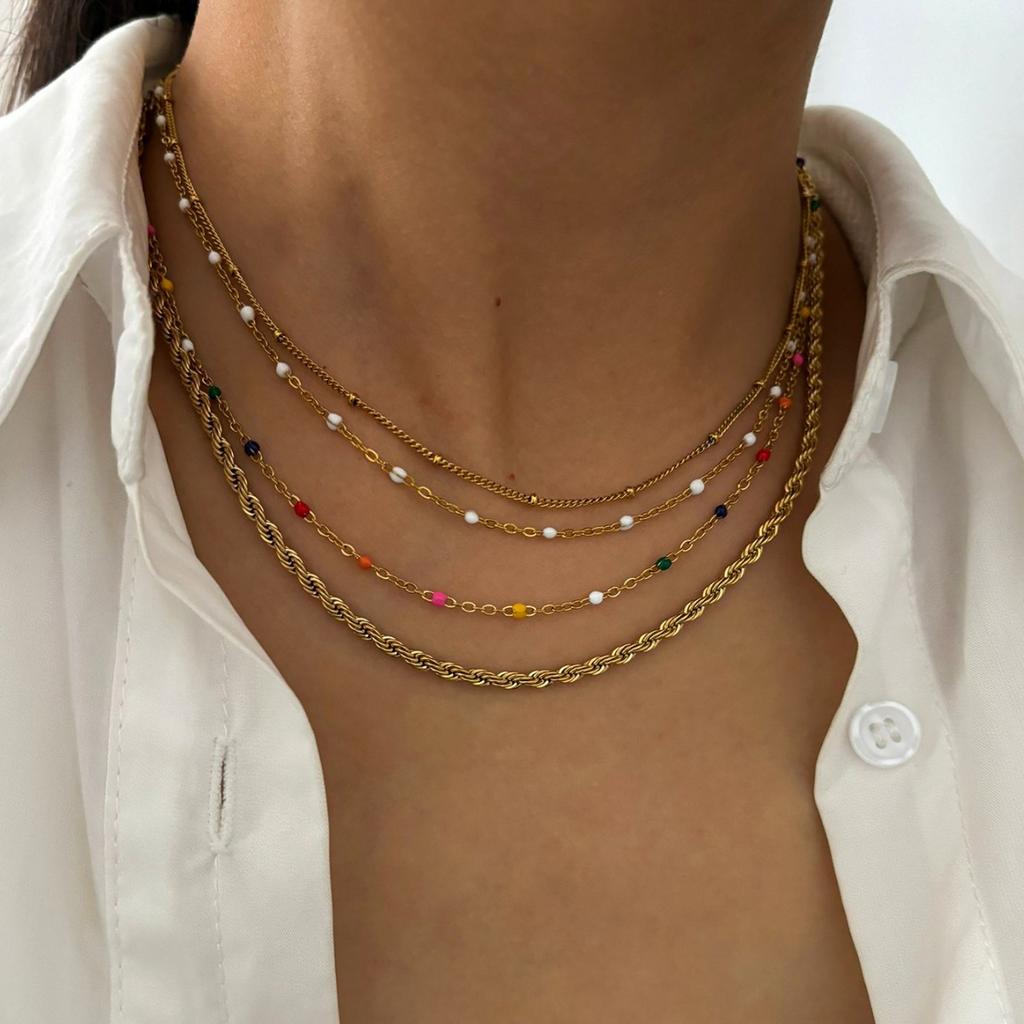 New Drip Glazed Women's Necklace Ins Style Small Fresh Collarbone Chain Summer Beach Travel Body Chain Girls Jewelry Accessories