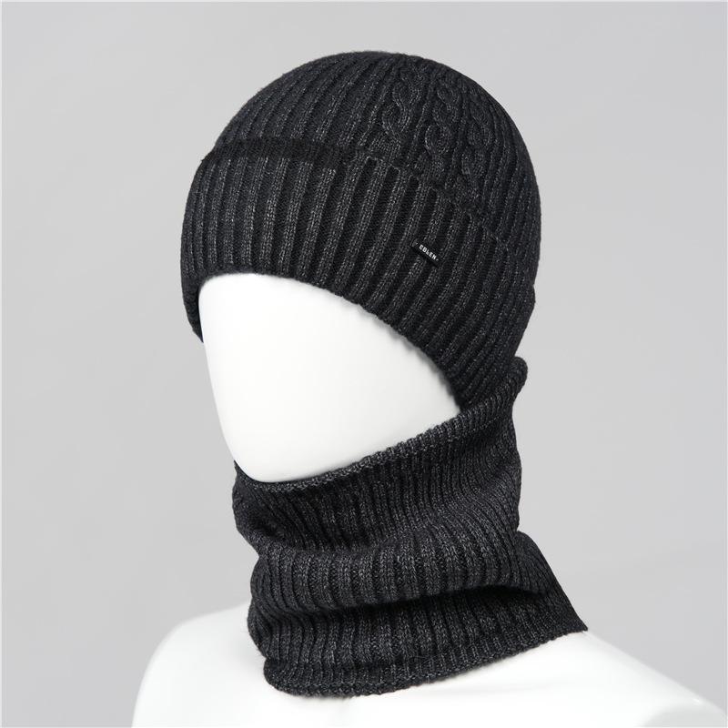 Wool Hat Men's Winter Warm and Cold-proof Fleece Headgear Fleece Thick Cotton Winter Knitted Hat