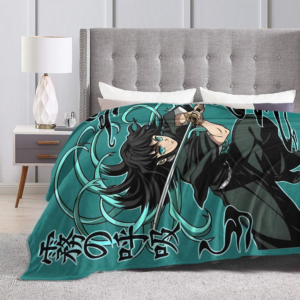 Mist Pillar Muichiro Tokito Blanket Cover Fleece Anime Lightweight Throw Blanket for Bedding Couch Bedroom Quilt