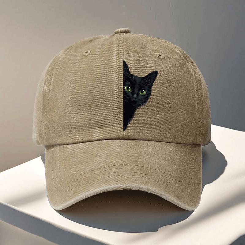 Womens Baseball Cap with Peeking Black Cat Adjustable Snapback Hat Lightweight NonStretch Fit Appropriate for Any Season