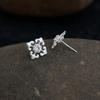 Retro Chinese Style Real Gold Zircon Stud Earrings with S925 Silver Needle - Light Luxury