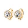Round flash diamond zircon ear buckle light luxury fashion design simple round diamond stud earrings