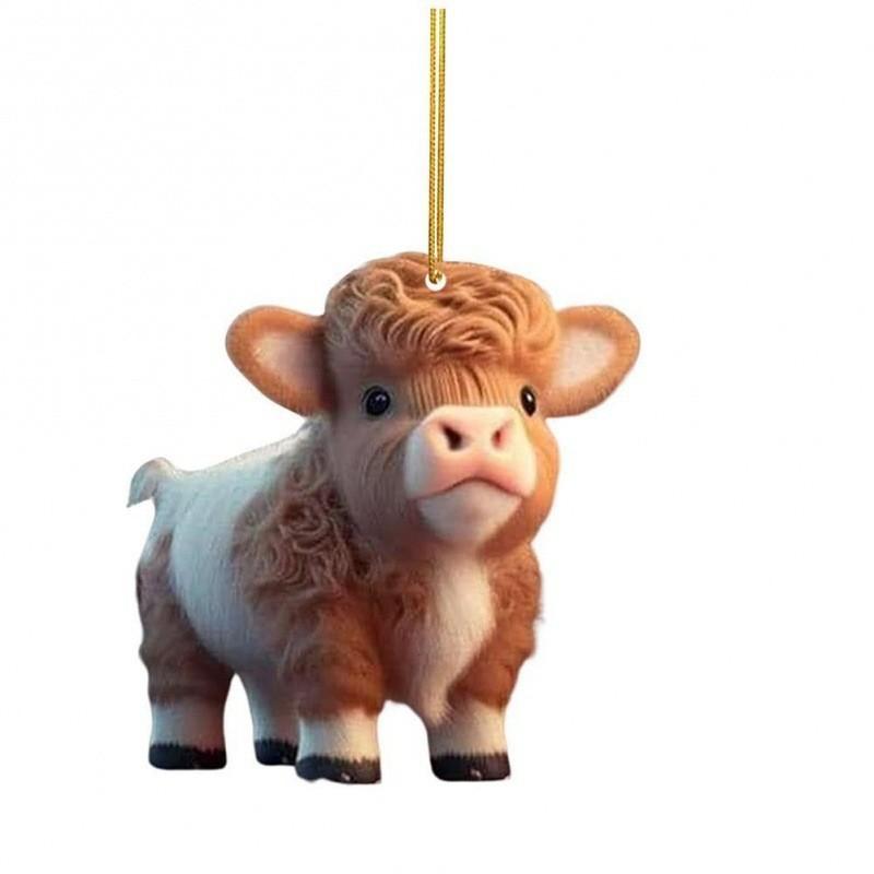 Cartoon Cow Endearing Car Ornament Acrylic Hanging Pendant For Vibrant Car Interiors