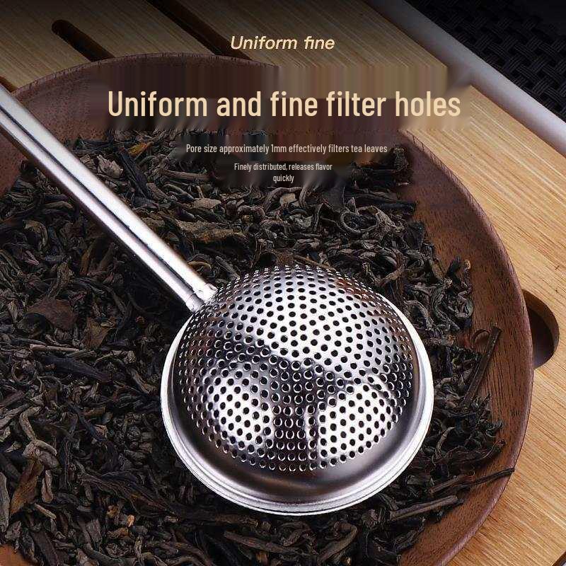 304 Stainless Steel Press-Type Tea Infuser Set: Round Ball Strainer with Telescopic Handle for Brewing Tea