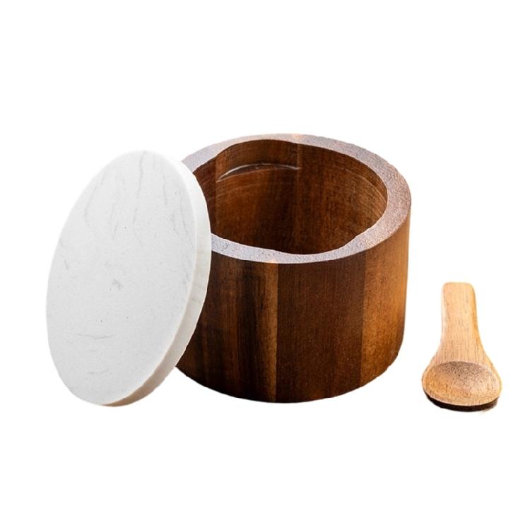

Rustics Wood Spice Dispenser Including Marble Cap And Measuring Spoon For Culinary Needs белый