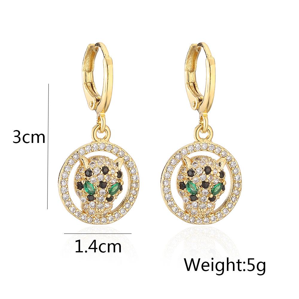 Leopard Rhinestone Head Earrings Punk For Women Party Jewelry Gift