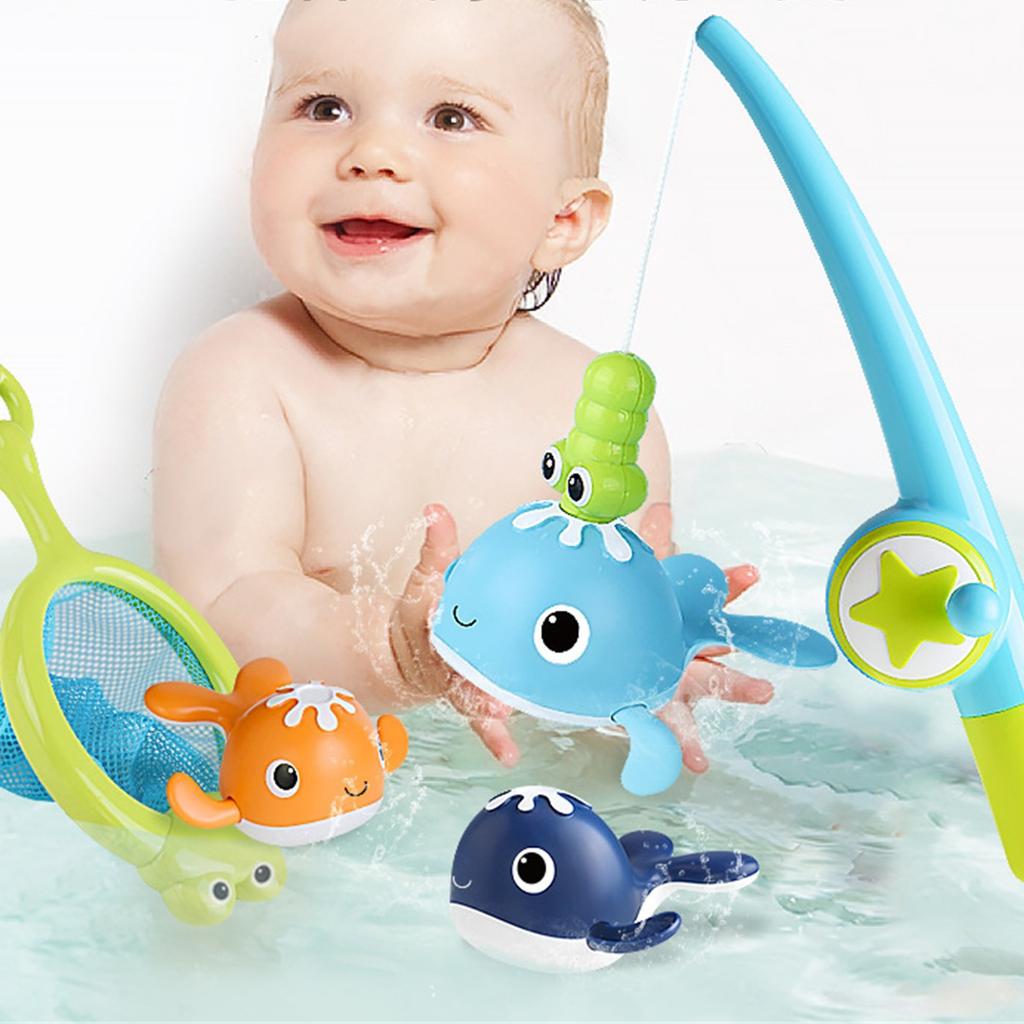 Baby Wind-up Swimming Whale Chain Swimming Whale Bath Magnetic Fishing Set Bath Swimming Toy