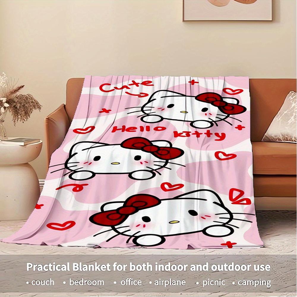 1pc Cute, Hello Kitty, BowDigital Print Fleece Blanket - Contemporary Style, Suitable for All Seasons, Perfect for Home, Travel, or Camping