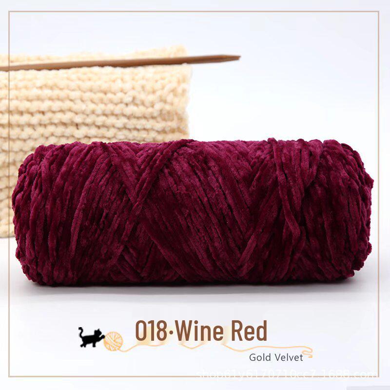 Golden Chenille Silk Velvet Yarn: Medium-Thick Polyester Yarn for Scarves, Glossy Velvet Crochet, and Wool Knitting Projects.