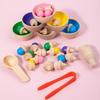 Educational Fun Counting Color Classification Cup Wooden Toy Clip Beads Color  Matching Gift