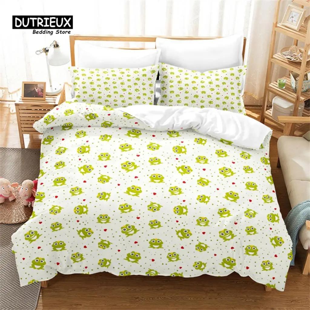 Einfaches Cartoon-Muster Bettbezug-Set, Kunst Bettwäsche-Set, Weicher Bequemer Atmungsaktiver Bettbezug, Für Schlafzimmer Gästezimmer Deko